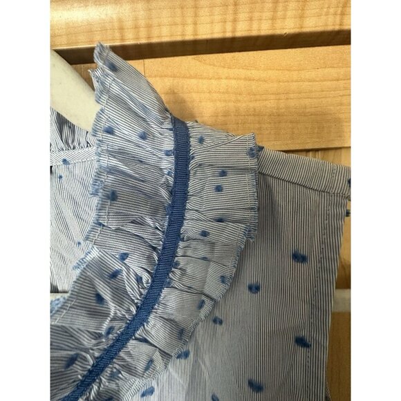 TALBOTS Blue White Stripe Dots Print Lightweight Sleeveless Top Women's Size XS - Picture 4 of 6